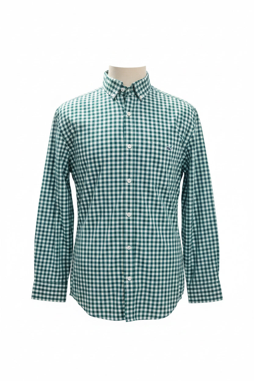 Camisa Vineyard Vines 🐳 de cuadros gingham en color verde oscuro y blanco Talla L Entalle Clásico