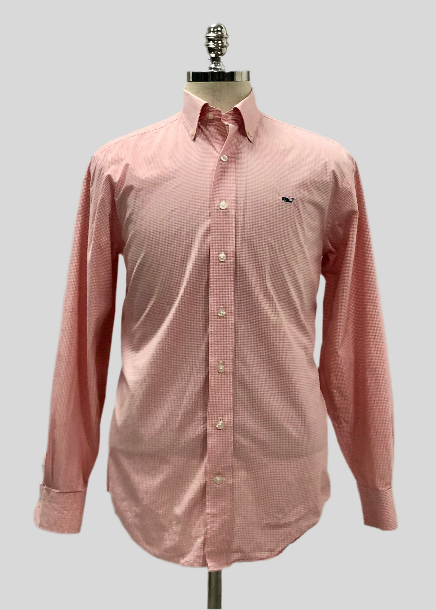 Camisa de botones Vineyard Vines 🐳 de cuadros finos en color rosado y blanco Talla M Entalle Regular