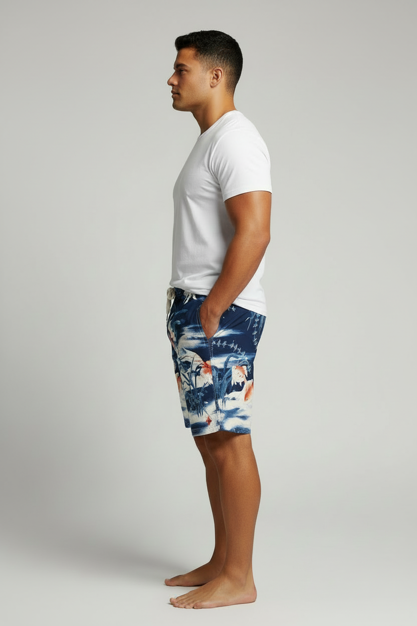 Short de baño Polo Ralph Lauren 🏇🏼 color azul navy con diseño de peces talla L