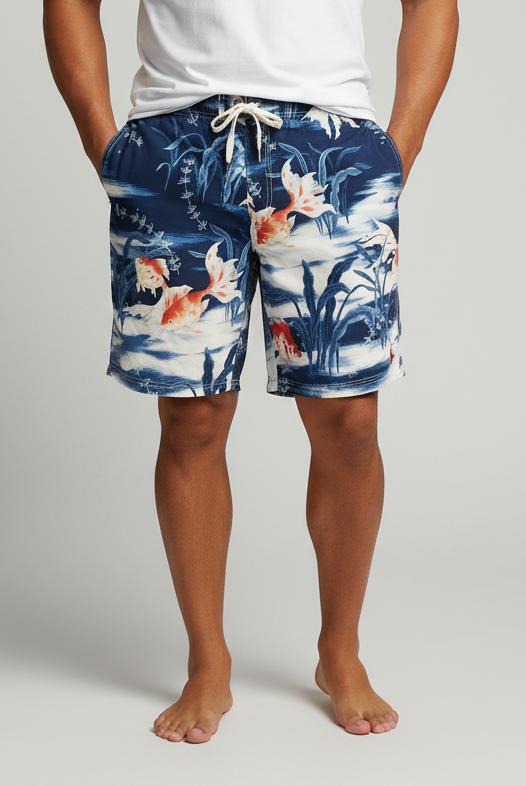 Short de baño Polo Ralph Lauren 🏇🏼 color azul navy con diseño de peces talla L