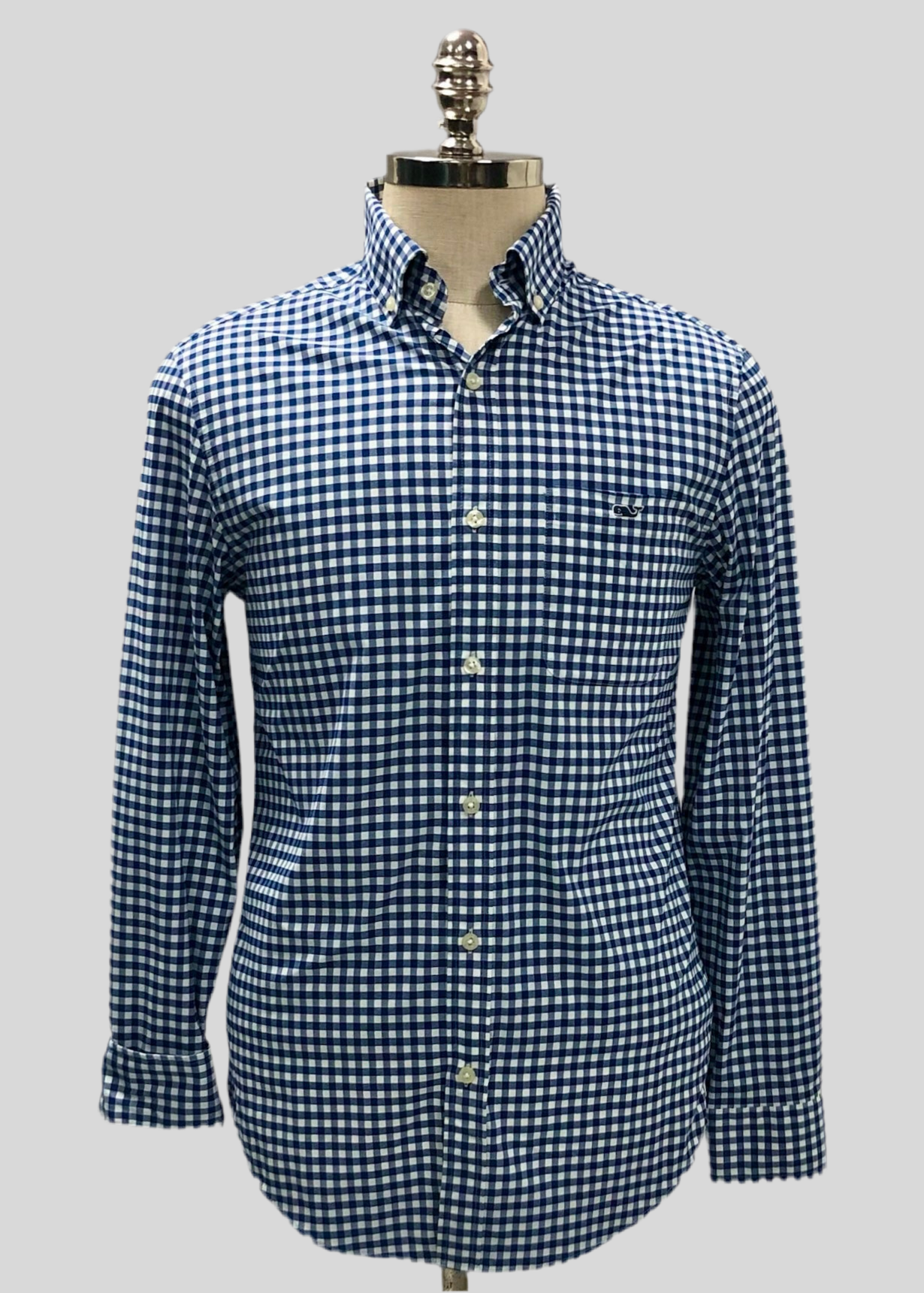 Camisa de botones Vineyard Vines 🐳 con patrón de cuadros gingham en color azul y blanco Talla S Entalle Clásico