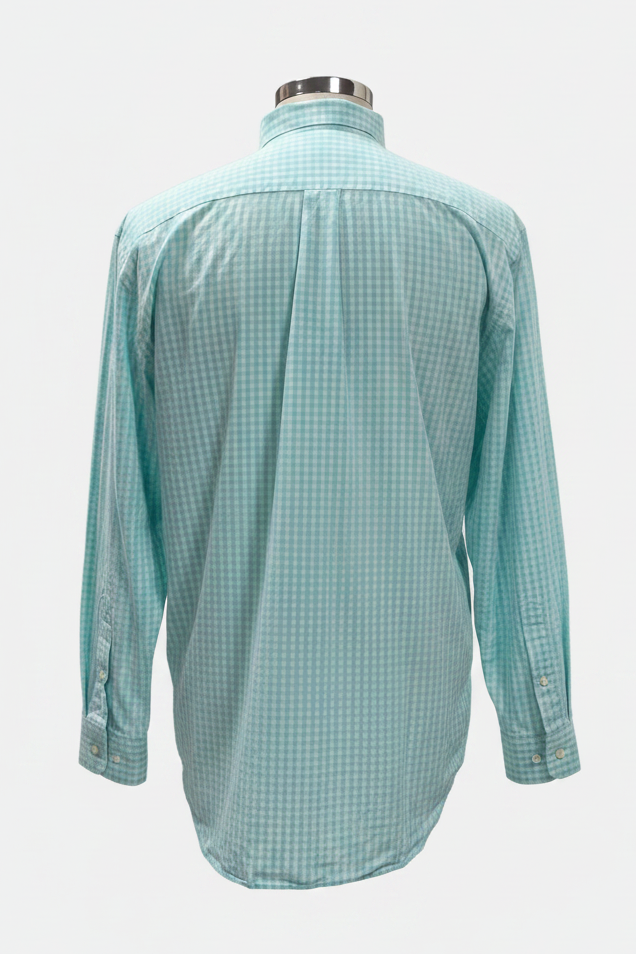 Camisa de botones Vineyard Vines 🐳 de cuadros en color turquesa claro y blanco Talla M Entalle Clásico