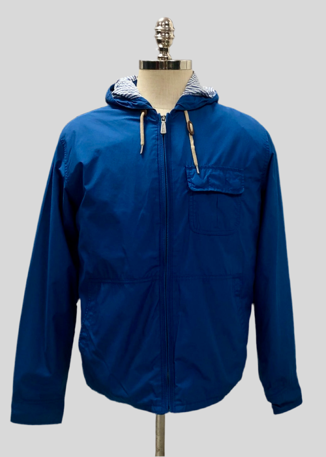 Jacket con capucha Brooks Brothers 🐑 color azul con zíper completo y bolsillo Talla M