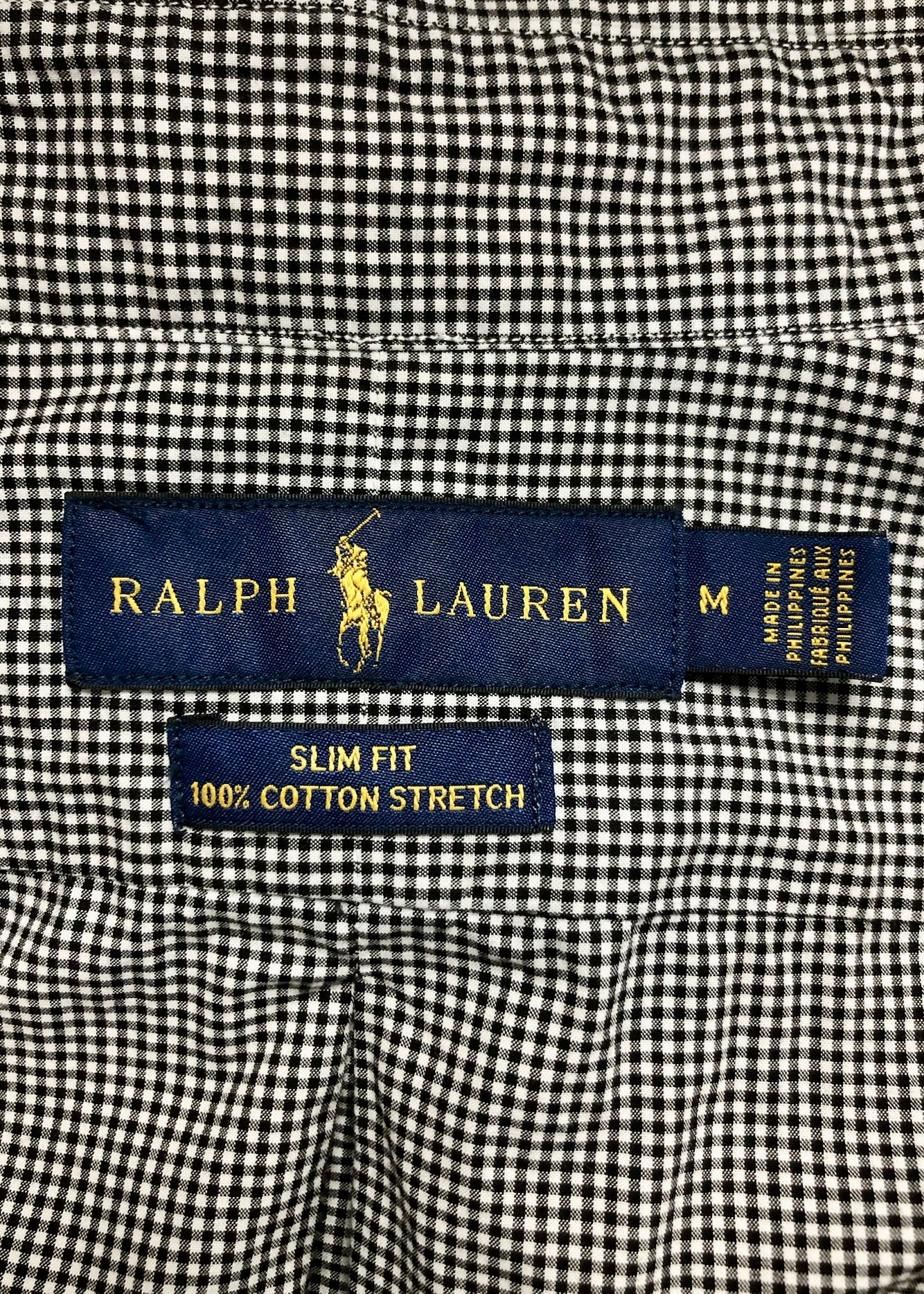 Camisa de botones Polo Ralph Lauren 🏇🏼 de cuadros finos negro y blanco Talla M Entalle Slim Fit