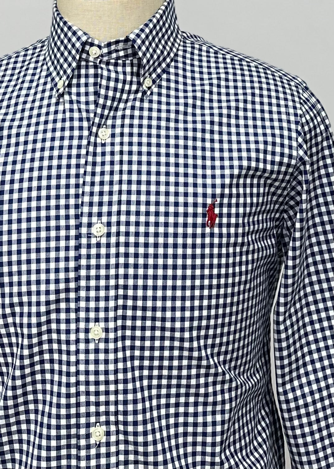 Camisa Polo Ralph Lauren 🏇🏼 con patron de cuadros gingham azul y blanco Talla M Entalle Slim Fit