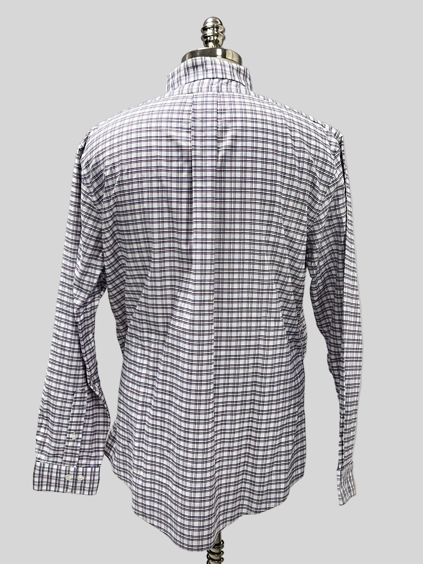 Camisa Brooks Brothers 🐑 color blanco de cuadros en azul navy y rojo Talla XL Entalle Regular