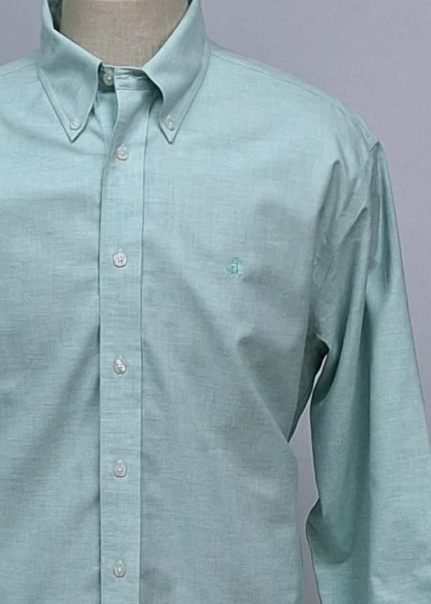 Camisa Brooks Brothers 🐑 color verde claro tornasol Talla XL Entalle Regular