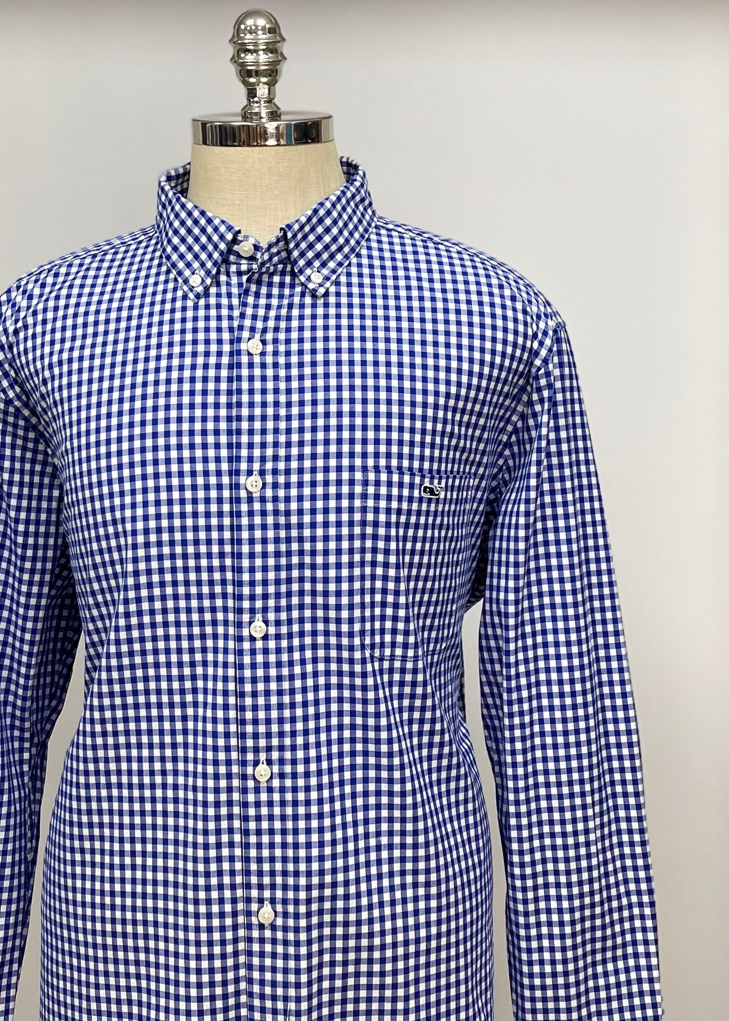 Camisa de botones Vineyard Vines 🐳 con patrón de cuadros gingham en color azul y blanco Talla XXL Entalle Clásico