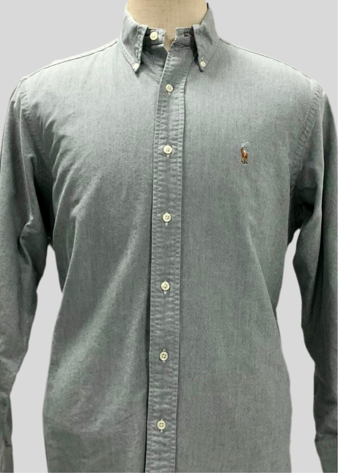 Camisa de botones Polo Ralph Lauren 🏇🏼 Oxford en color gris Talla M Entalle regular (ver descripción)