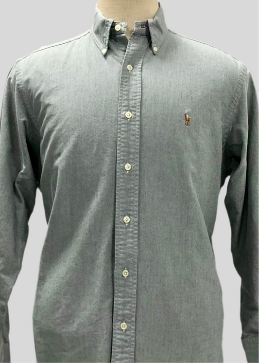 Camisa de botones Polo Ralph Lauren 🏇🏼 Oxford en color gris Talla M Entalle regular (ver descripción)