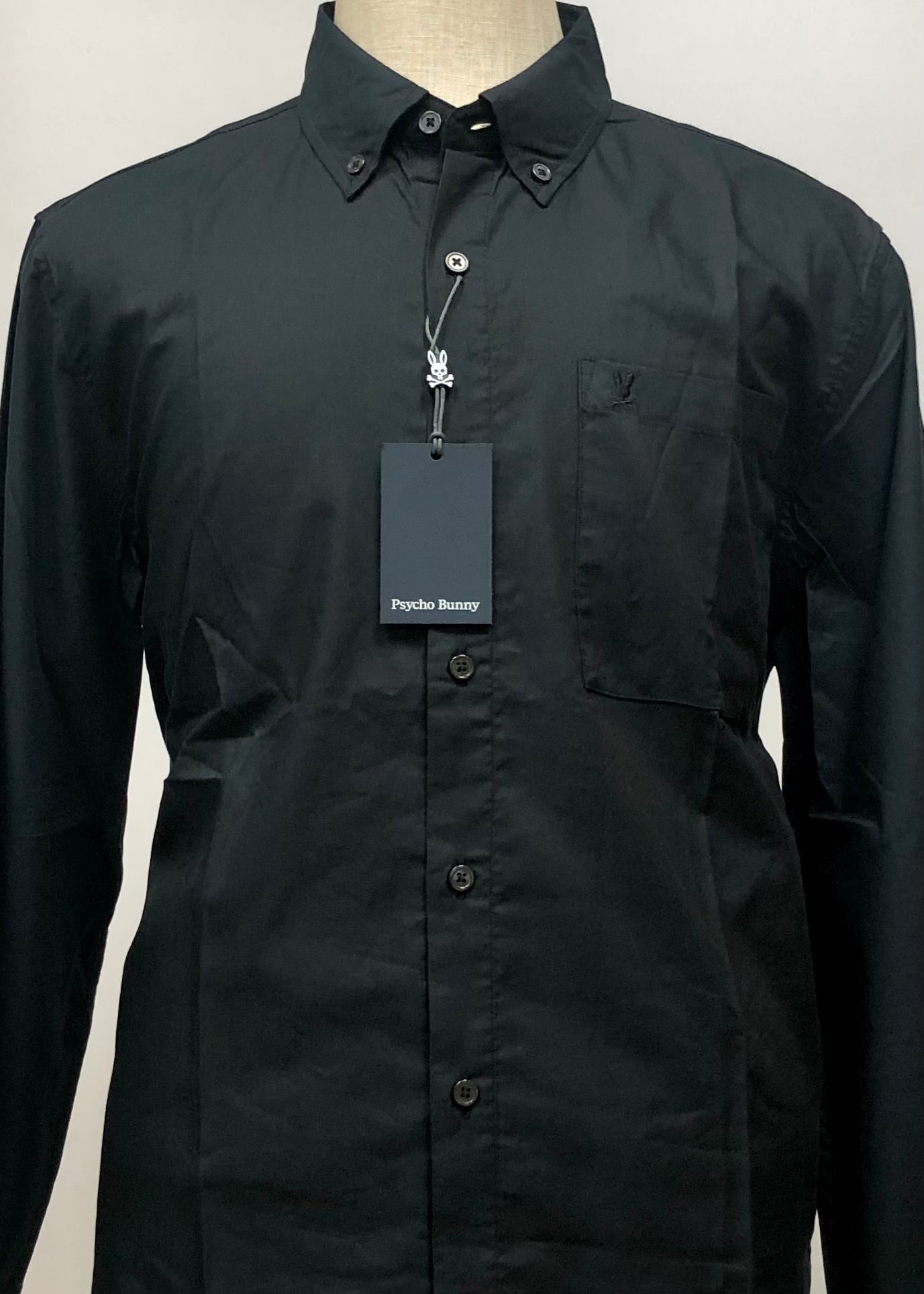 Camisa de botones Psycho Bunny 🐰  Color negro con logo tradicional Talla L Entalle Regular