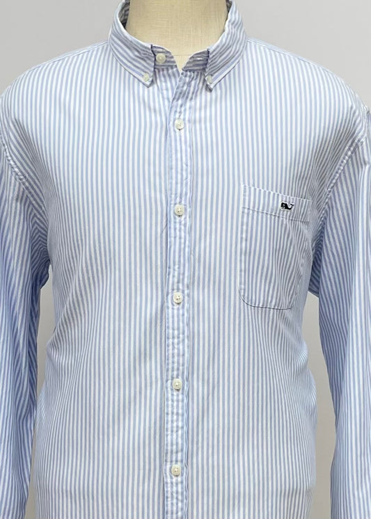 Camisa de botones Vineyard Vines 🐳 con patrón de rayas en color celeste y blanco Talla XXL Entalle Slim Fit