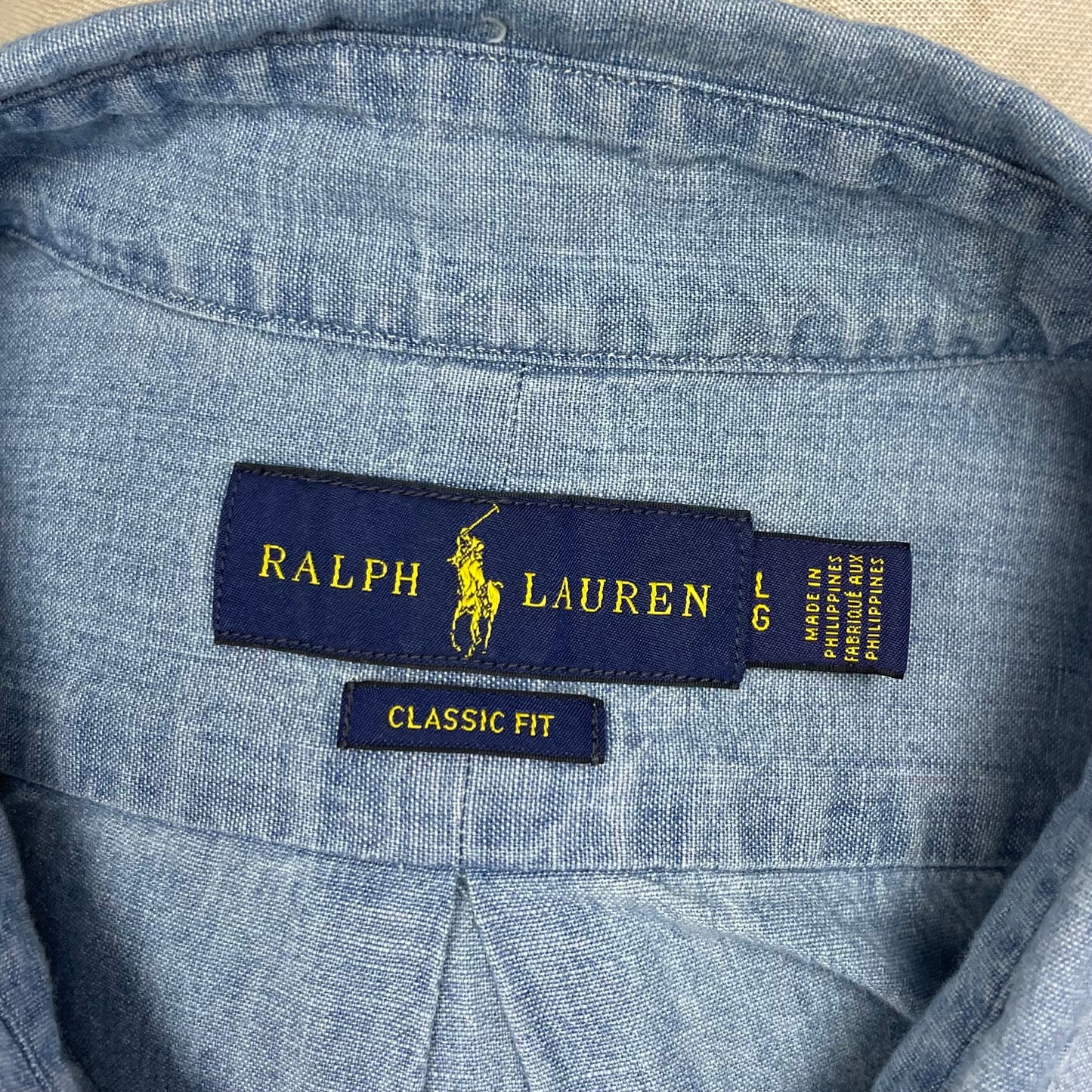 Camisa de jeans Polo Ralph Lauren 🏇🏼 en color celeste Talla L Entalle Clasico