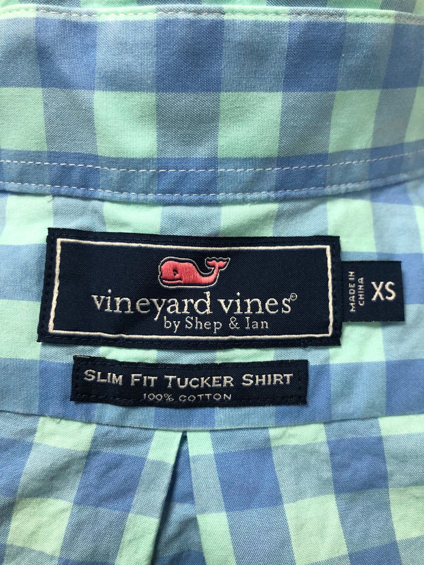 Camisa de botones Vineyard Vines 🐳 de cuadros en color turquesa y celeste Talla XS Entalle Slim Fit