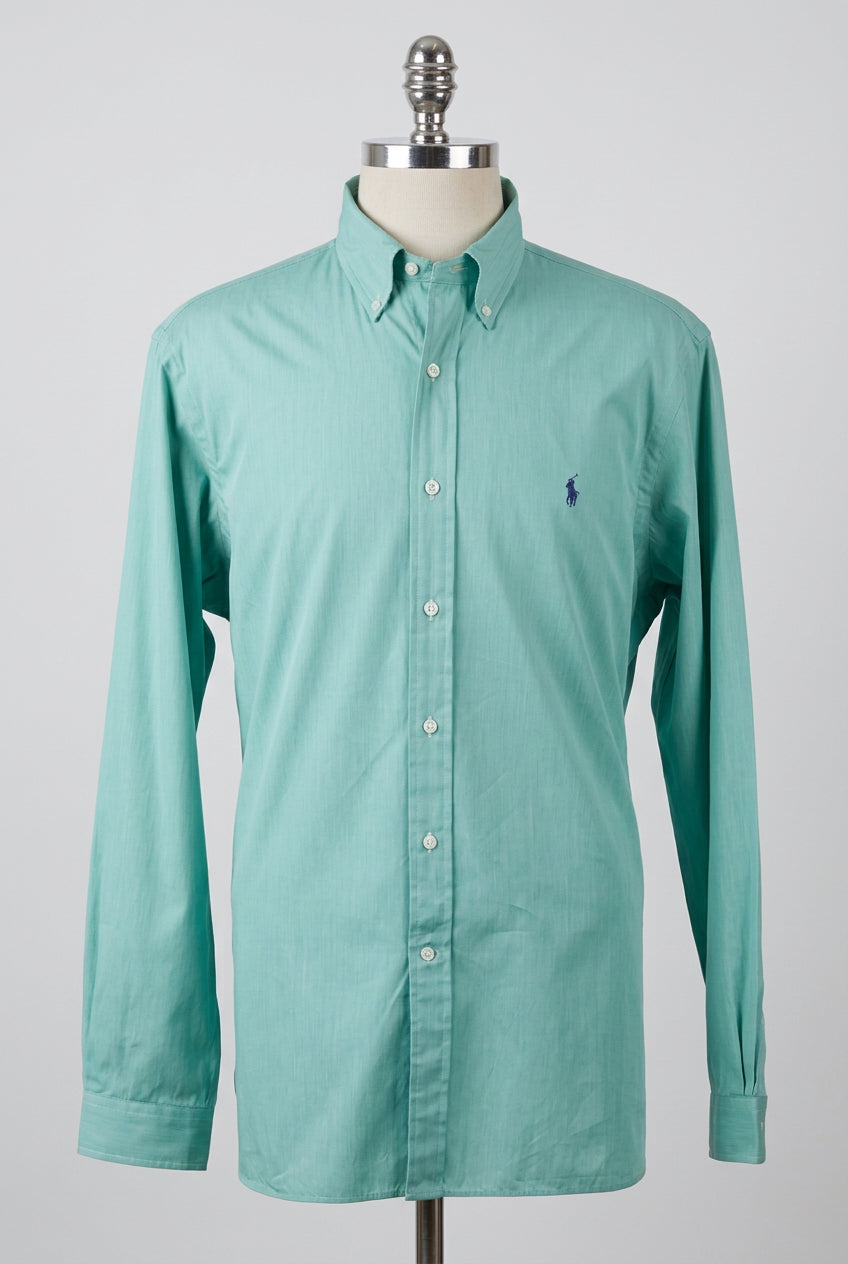 Camisa de botones Polo Ralph Lauren 🏇🏼 con rayas finas en color verde menta y blanco Talla XL Entalle Regular
