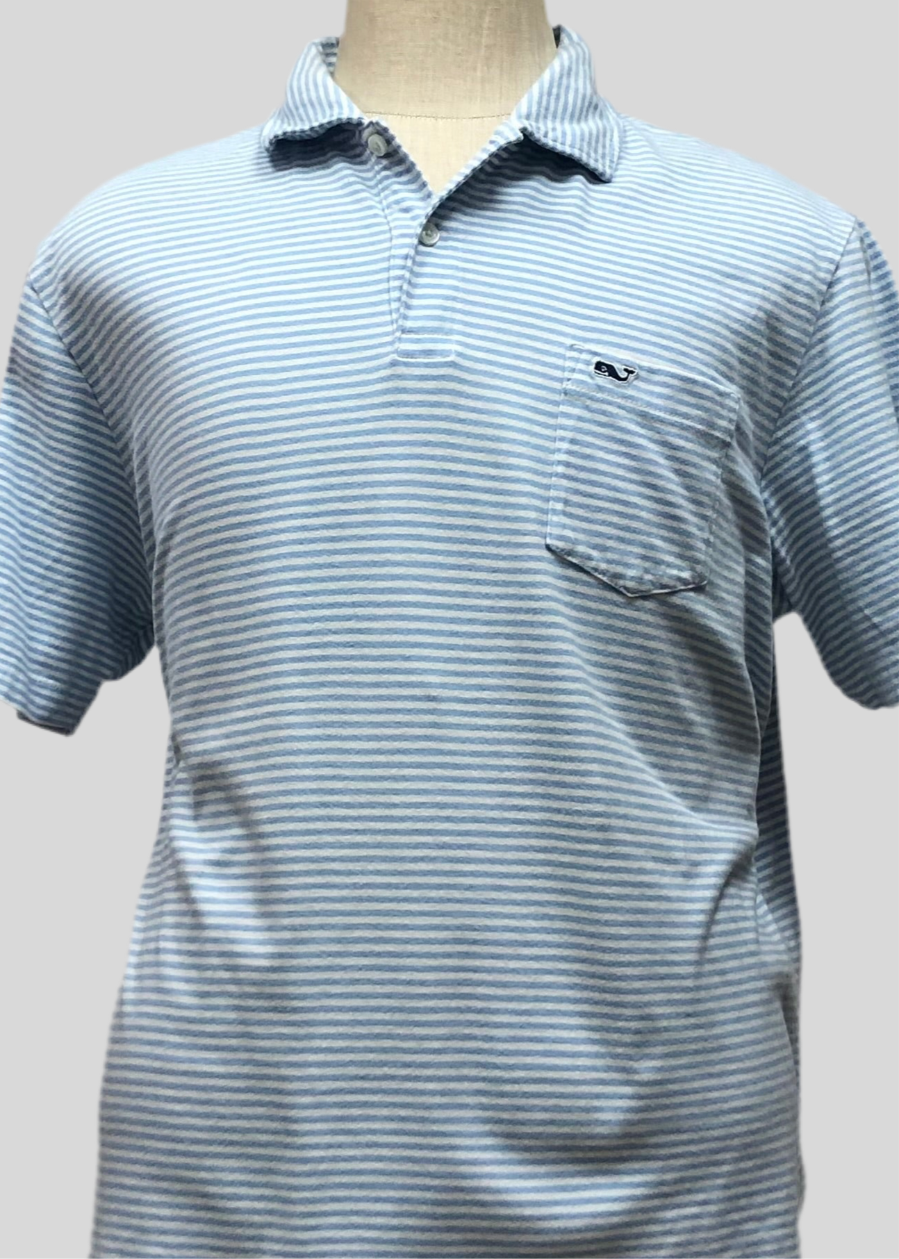 Camiseta Polo Vineyard Vines 🐳 con rayas en celeste y blanco Talla XL Entalle Regular