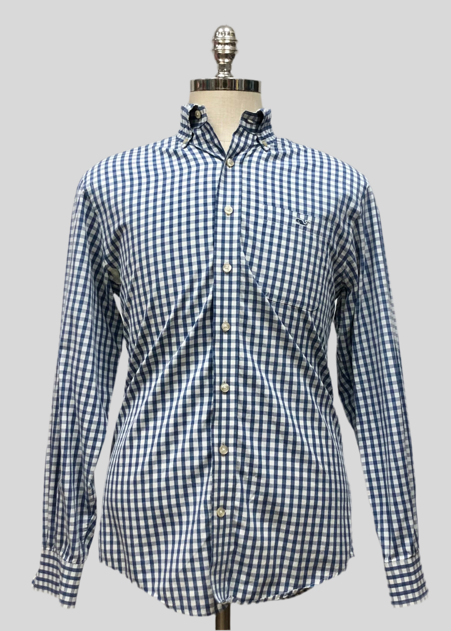 Camisa de botones Vineyard Vines 🐳 de cuadros en color azul, y blanco Talla M Entalle Regular (ver descripción)