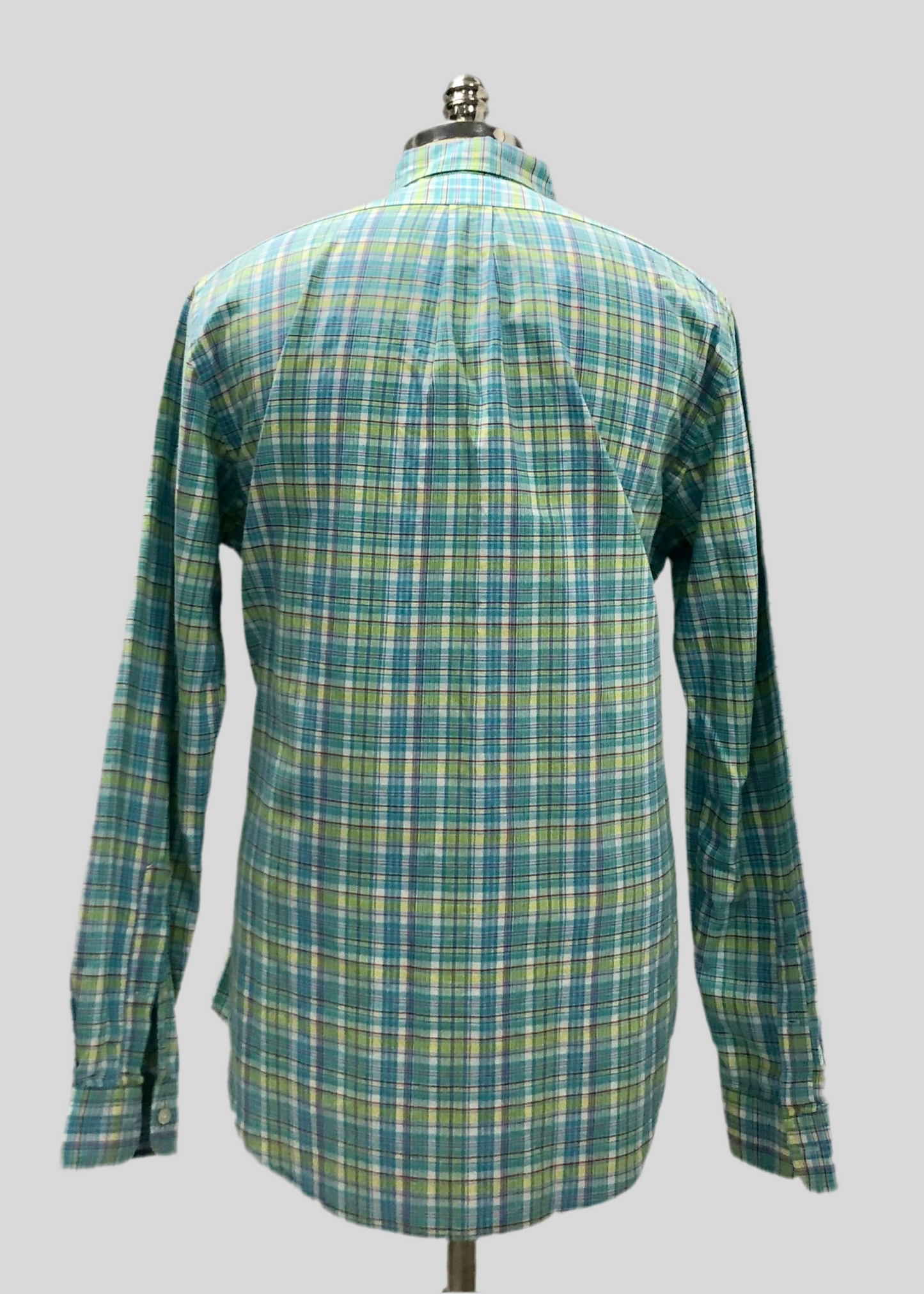Camisa Polo Ralph Lauren 🏇🏼 Oxford de cuadros tartán celeste, verde y blanco Talla L Entalle Regular