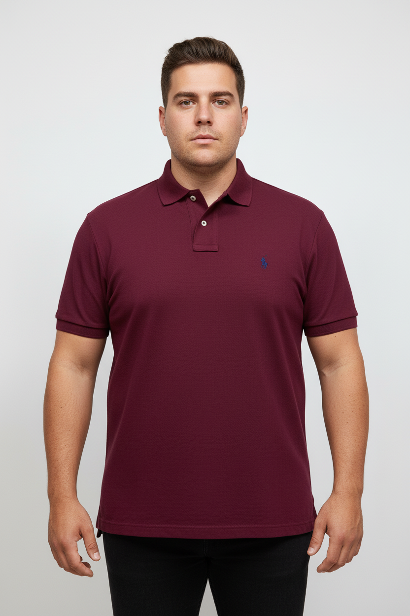 Camiseta Polo Ralph Lauren 🏇🏼 Pima color rojo oscuro Talla M, L, XL y XXL Entalle Regular