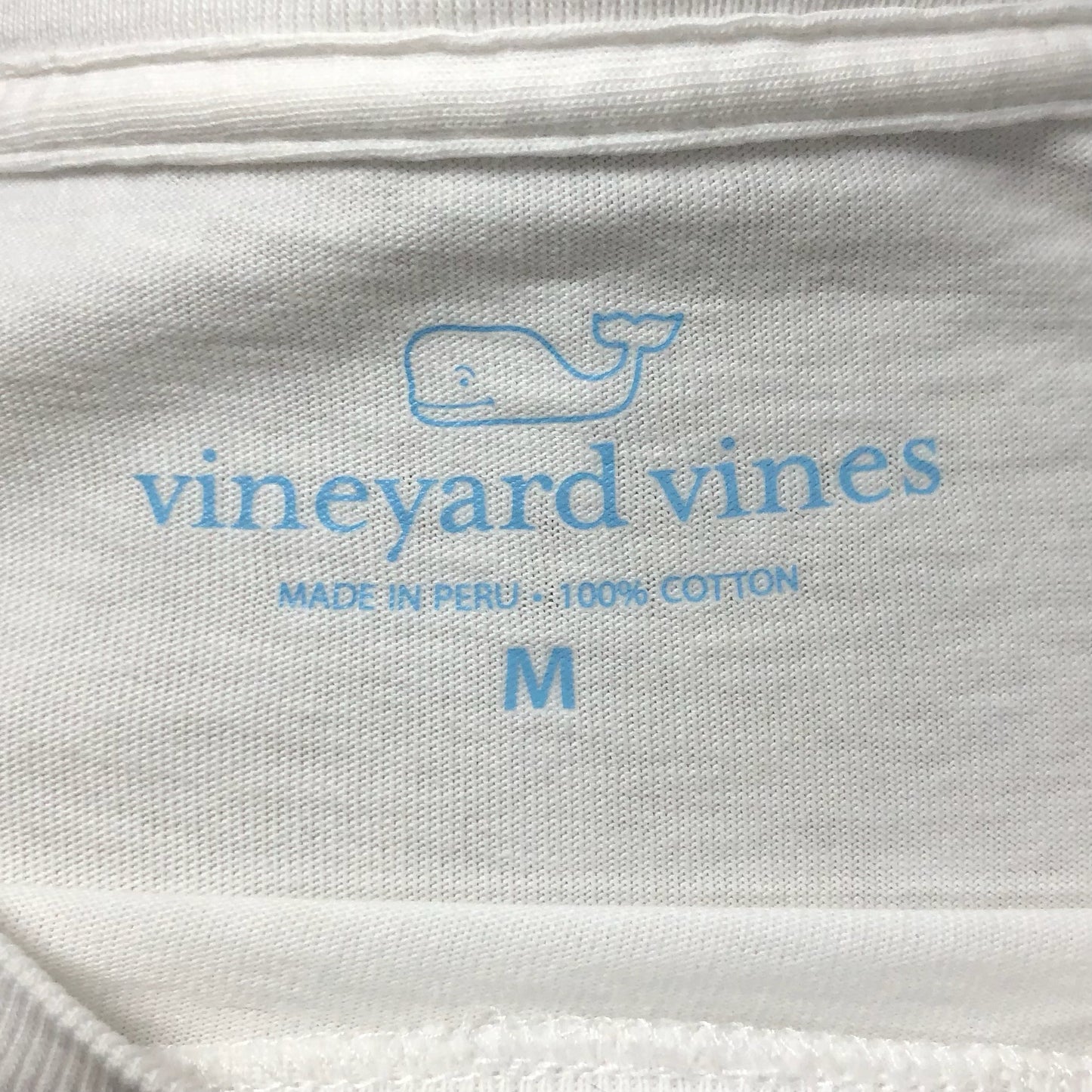 Camiseta cuello redondo Vineyard Vines 🐳 color blanco con Diseño de ballena en azul Talla M