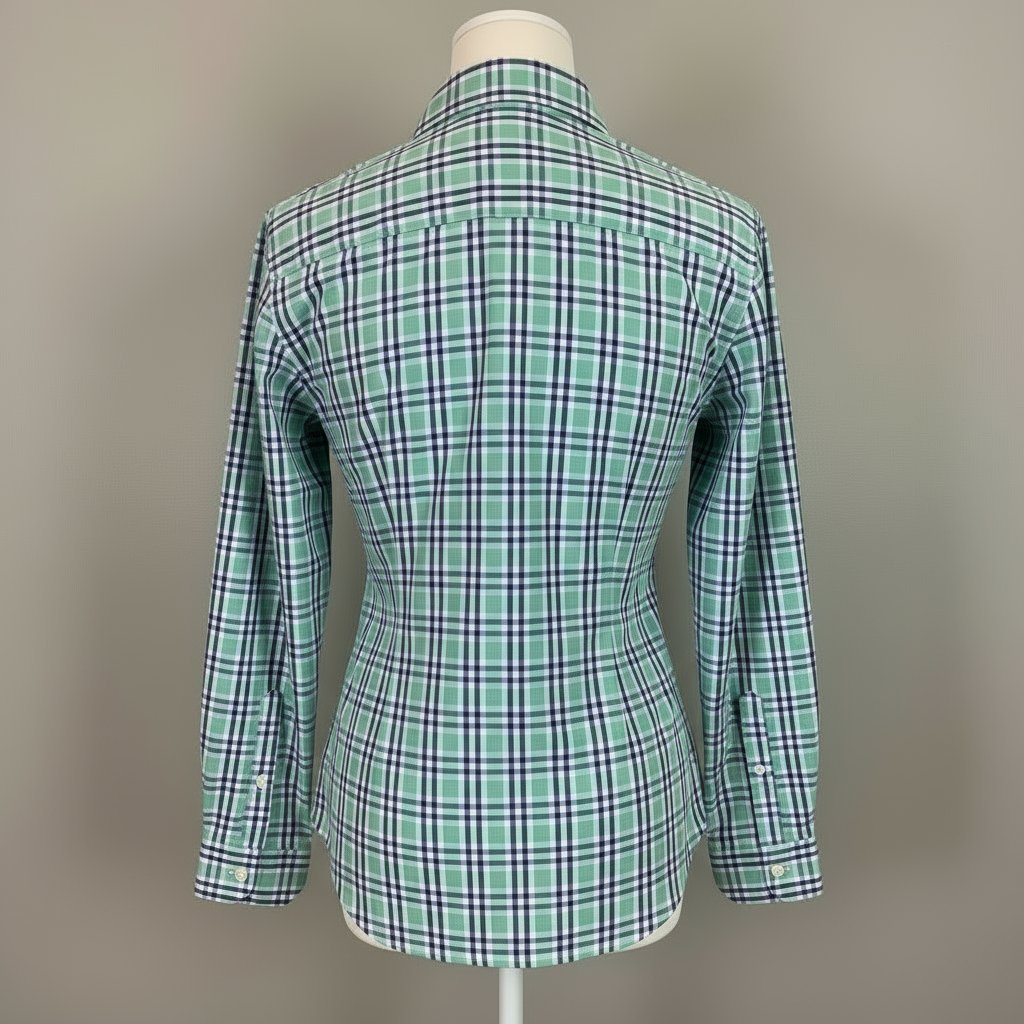 Camisa de botones Vineyard Vines 🐳 color blanco de cuadros tartán en verde y azul navy Talla L Entalle Regular