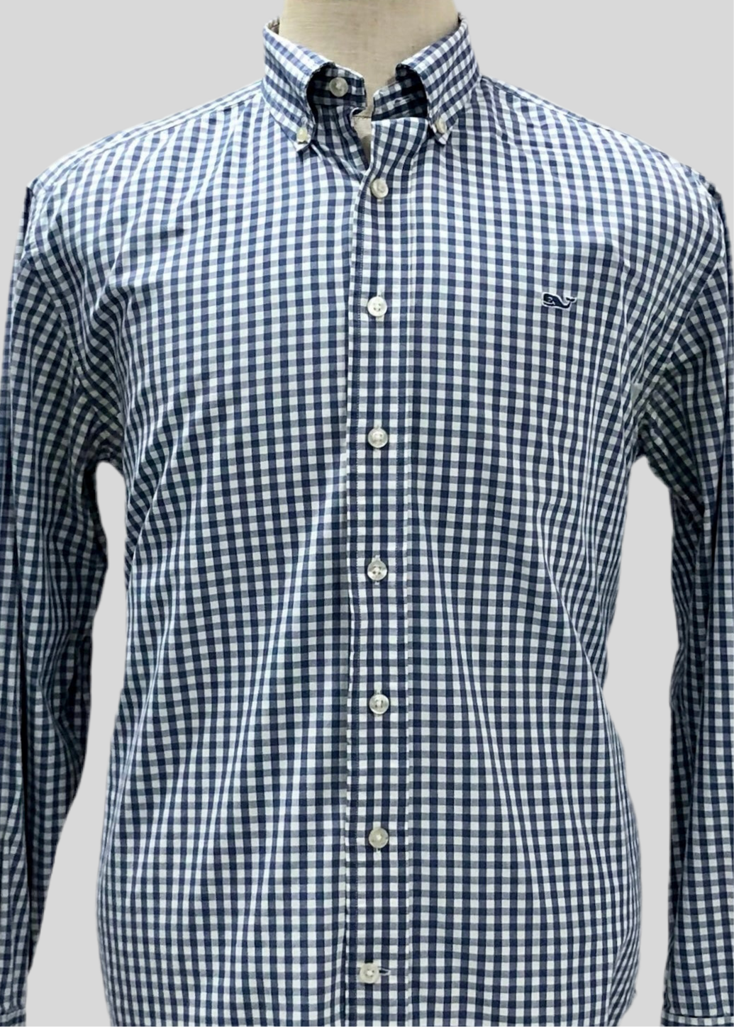 Camisa de botones Vineyard Vines 🐳 de cuadros en color azul, y blanco Talla M Entalle Regular (ver descripción)