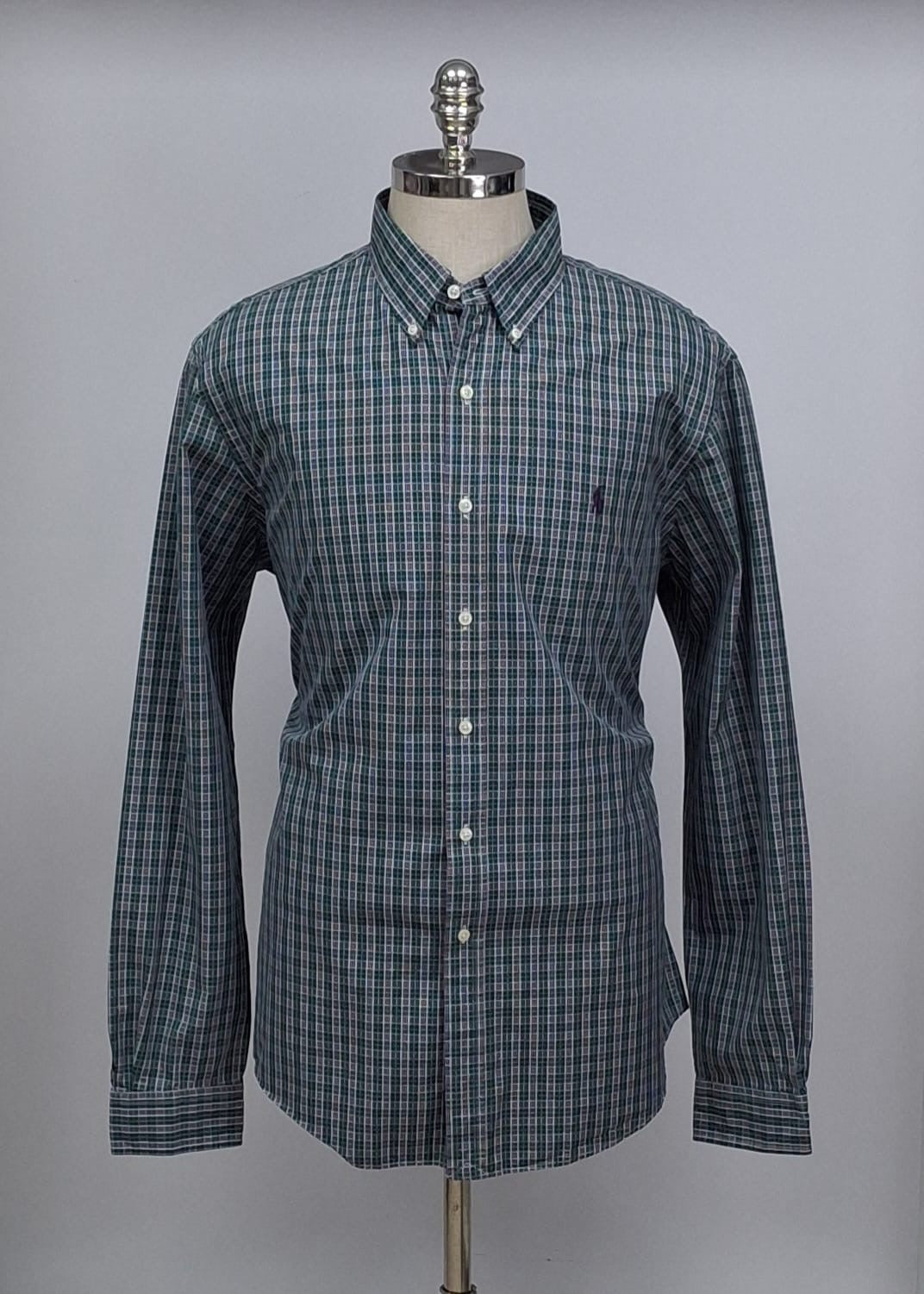 Camisa de botones Polo Ralph Lauren 🏇🏼 con cuadros en color verde, morado y blanco Talla XL Entalle Regular