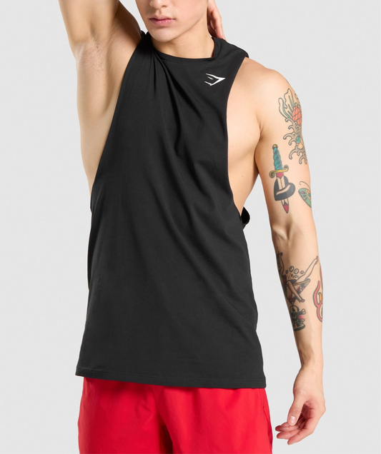 Camiseta de entrenamiento sin mangas Gymshark 🏋🏽 color negro y logo en blanco Talla S