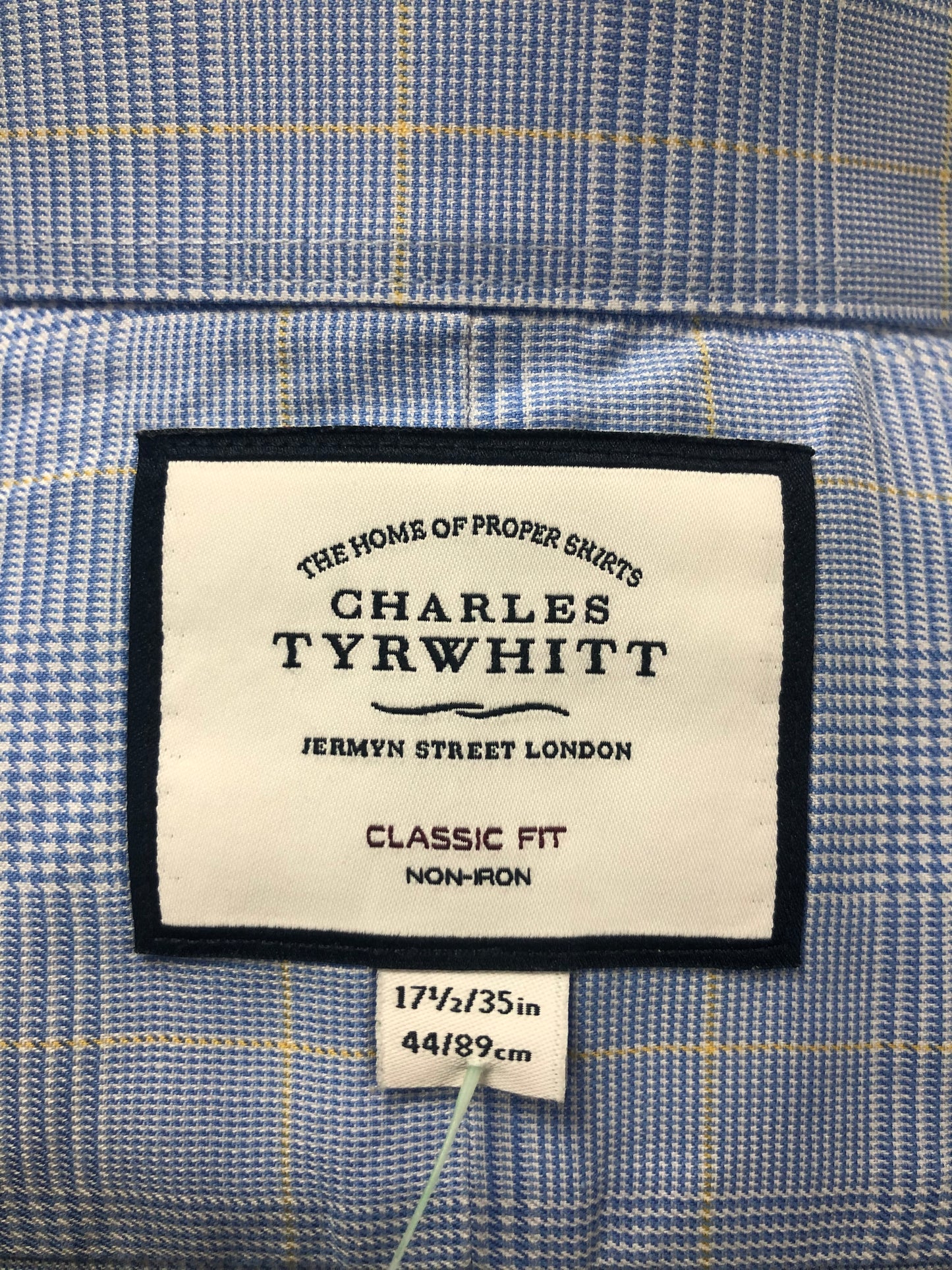 Camisa de botones Charles Tyrwhitt 🇬🇧 de cuadros azul, blanco y amarillo Talla XL Entalle Clásico