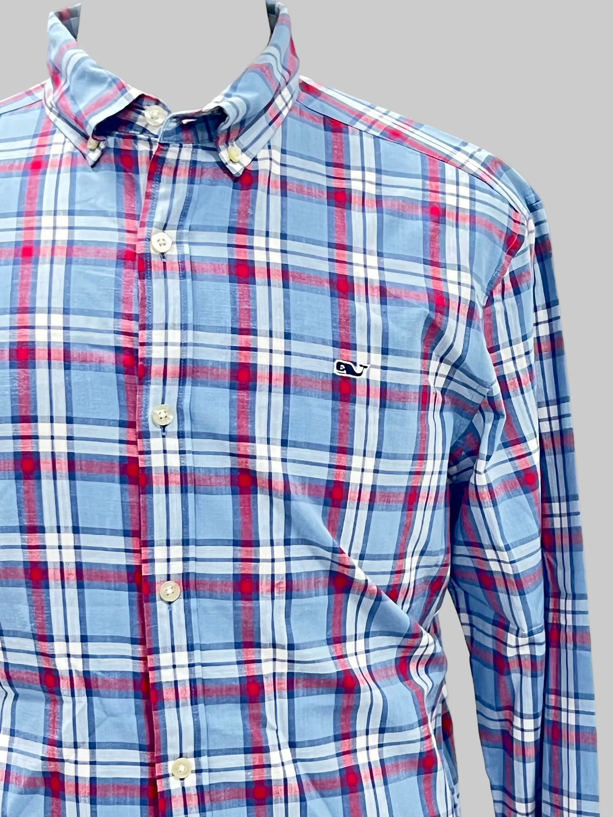 Camisa Vineyard Vines 🐳 de cuadros tartán en rojo, azul y blanco Talla L Entalle Regular