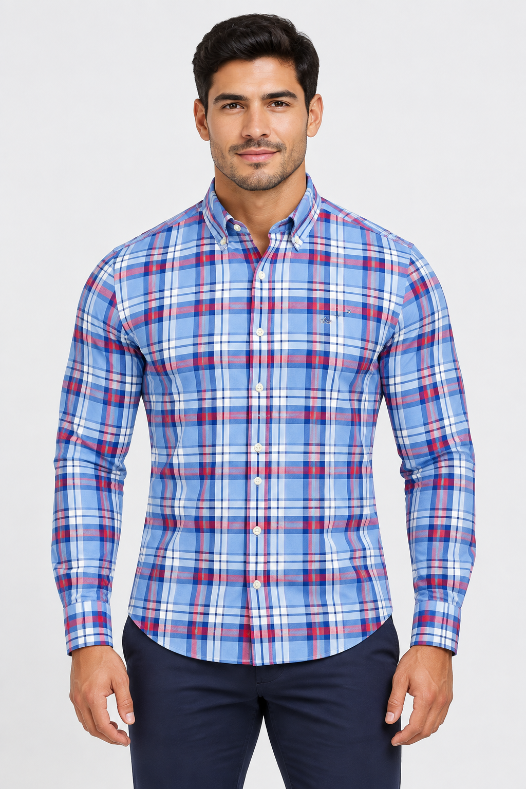 Camisa Vineyard Vines 🐳 de cuadros tartán en rojo, azul y blanco Talla L Entalle Regular