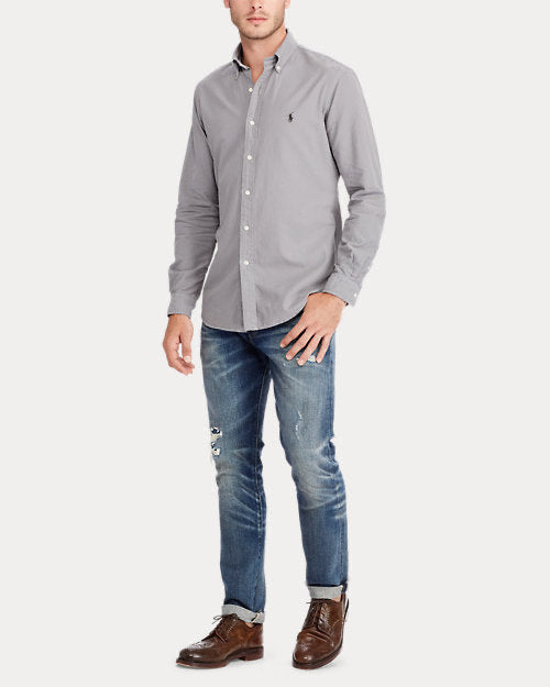 Camisa de botones Polo Ralph Lauren 🏇🏼 Oxford en color gris Talla XL Entalle Clásico