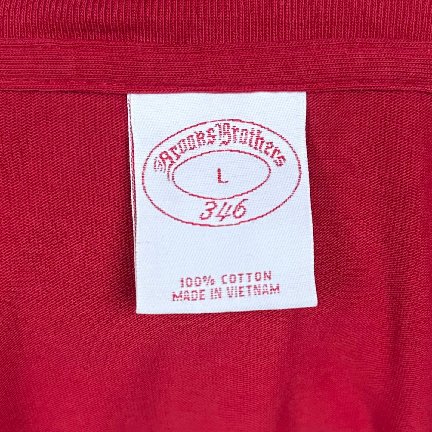 Camiseta cuello redondo Brooks Brothers 🐑 color rojo y logo celeste Talla Large