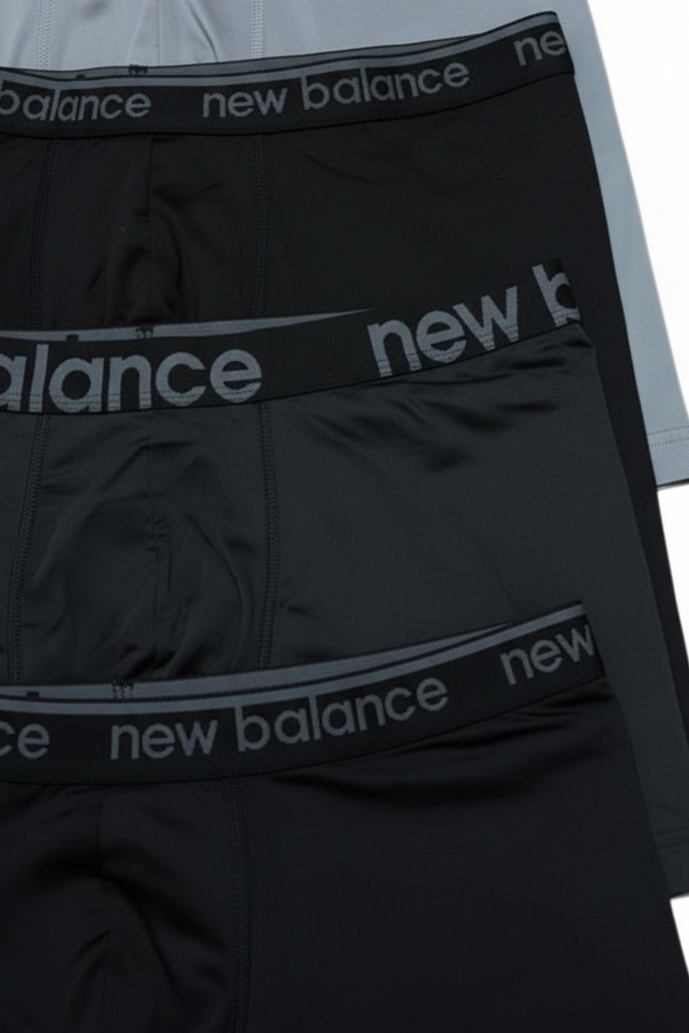 Combo de 4 Boxers Briefs New Balance Tela Performance color Negro y gris Talla L