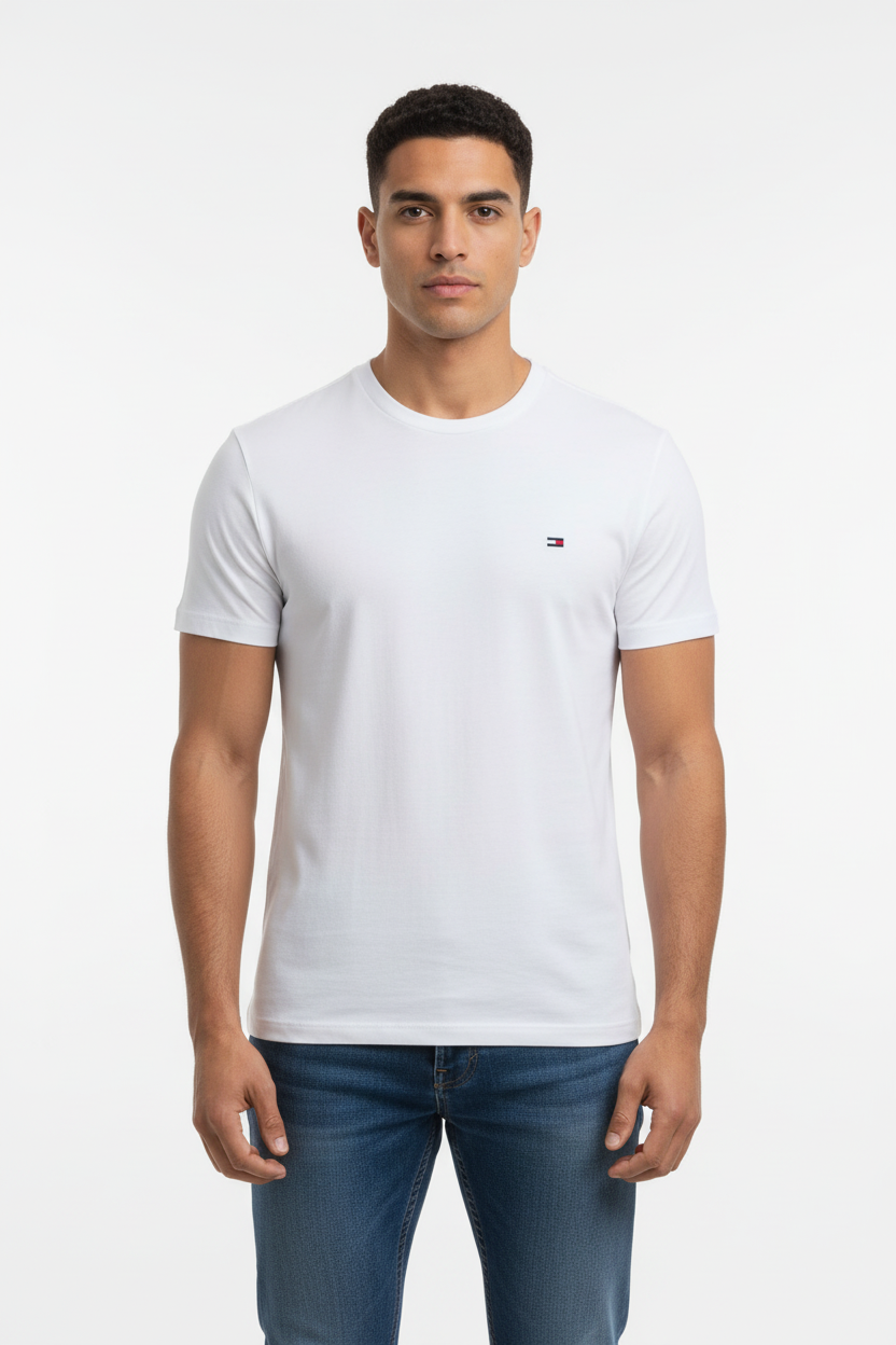 Camiseta cuello Redondo Tommy Hilfiger 🇺🇸 color blanco Talla L Entalle Regular