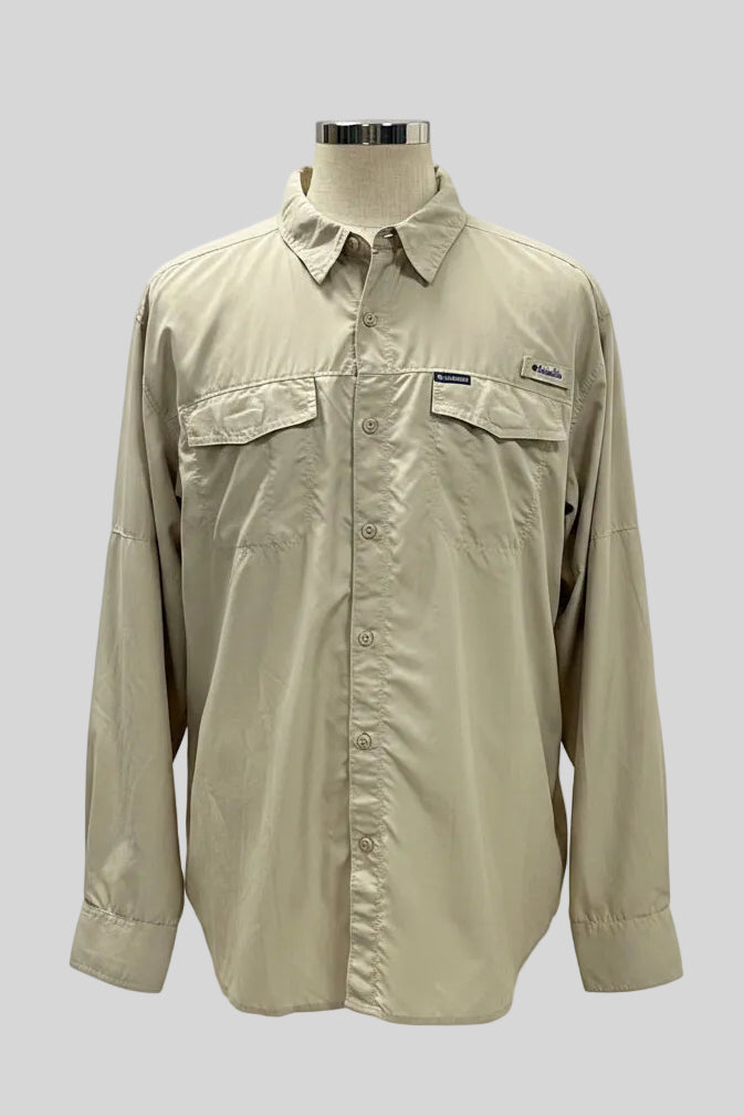 Camisa Columbia 🔹color Kaki con Omni Shade Manga larga Talla XXL