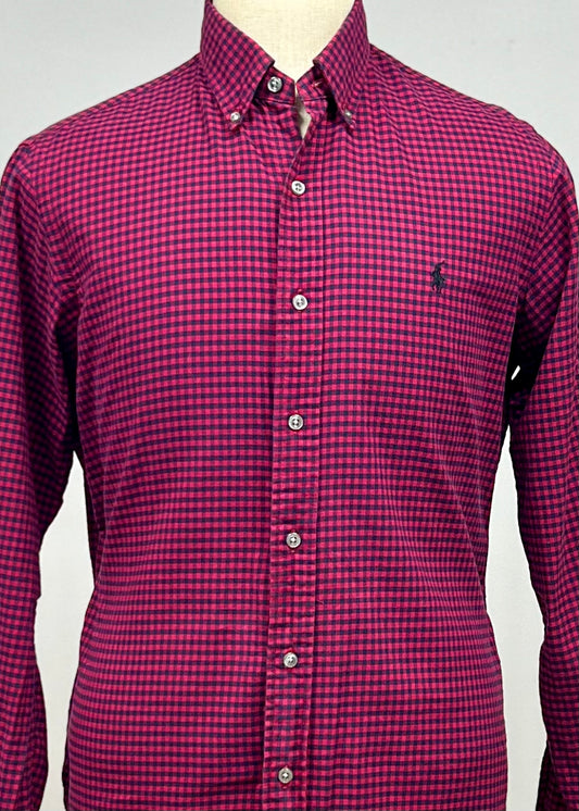 Camisa Polo Ralph Lauren 🏇🏼 con patron de cuadros gingham rojo y negro Talla L Entalle Slim Fit