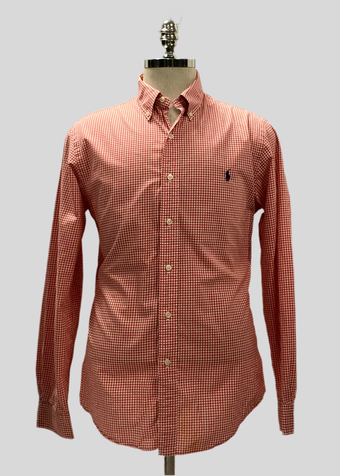 Camisa Polo Ralph Lauren 🏇🏼 con patron de cuadros gingham naranja y blanco Talla L Entalle Slim Fit