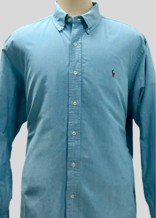 Camisa de botones Polo Ralph Lauren 🏇🏼 Oxford en color celeste Talla XXL Entalle Clásico (ver descripción)