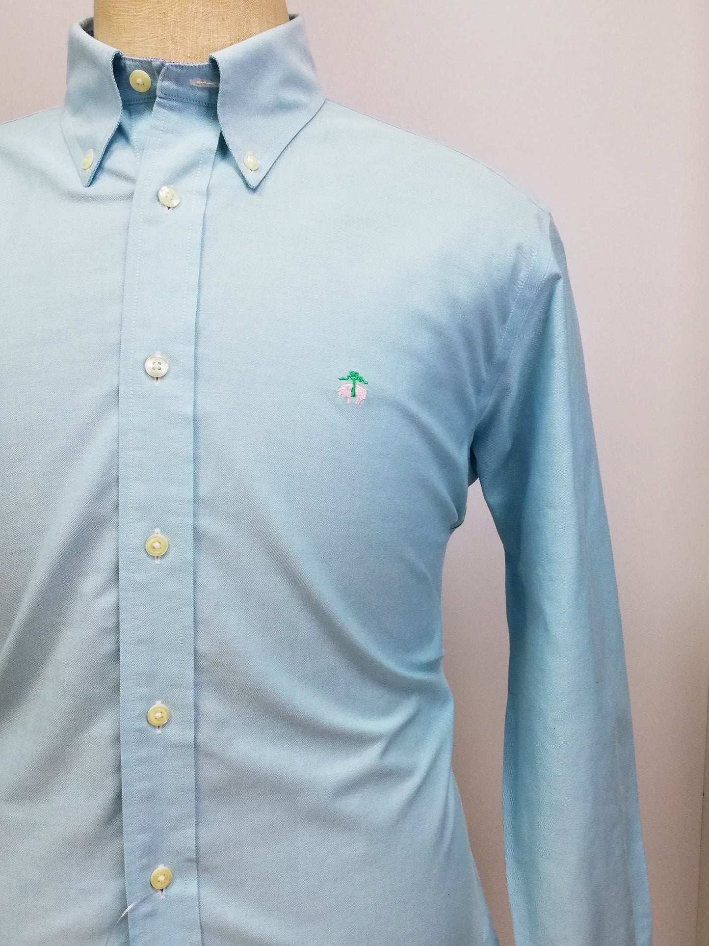 Camisa Brooks Brothers 🐑 color turquesa claro tornasol Talla L Entalle Regular