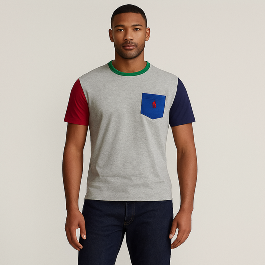 Camiseta cuello redondo Polo Ralph Lauren 🏇🏼 color gris con diseño de multicolor Talla S Entalle Regular