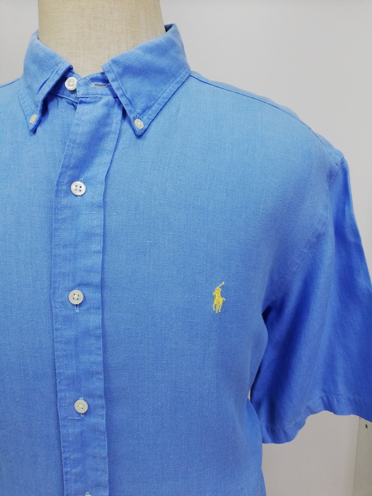 Camisa Polo Ralph Lauren 🏇🏼 de Lino en color celeste Talla XXL Entalle Clásico