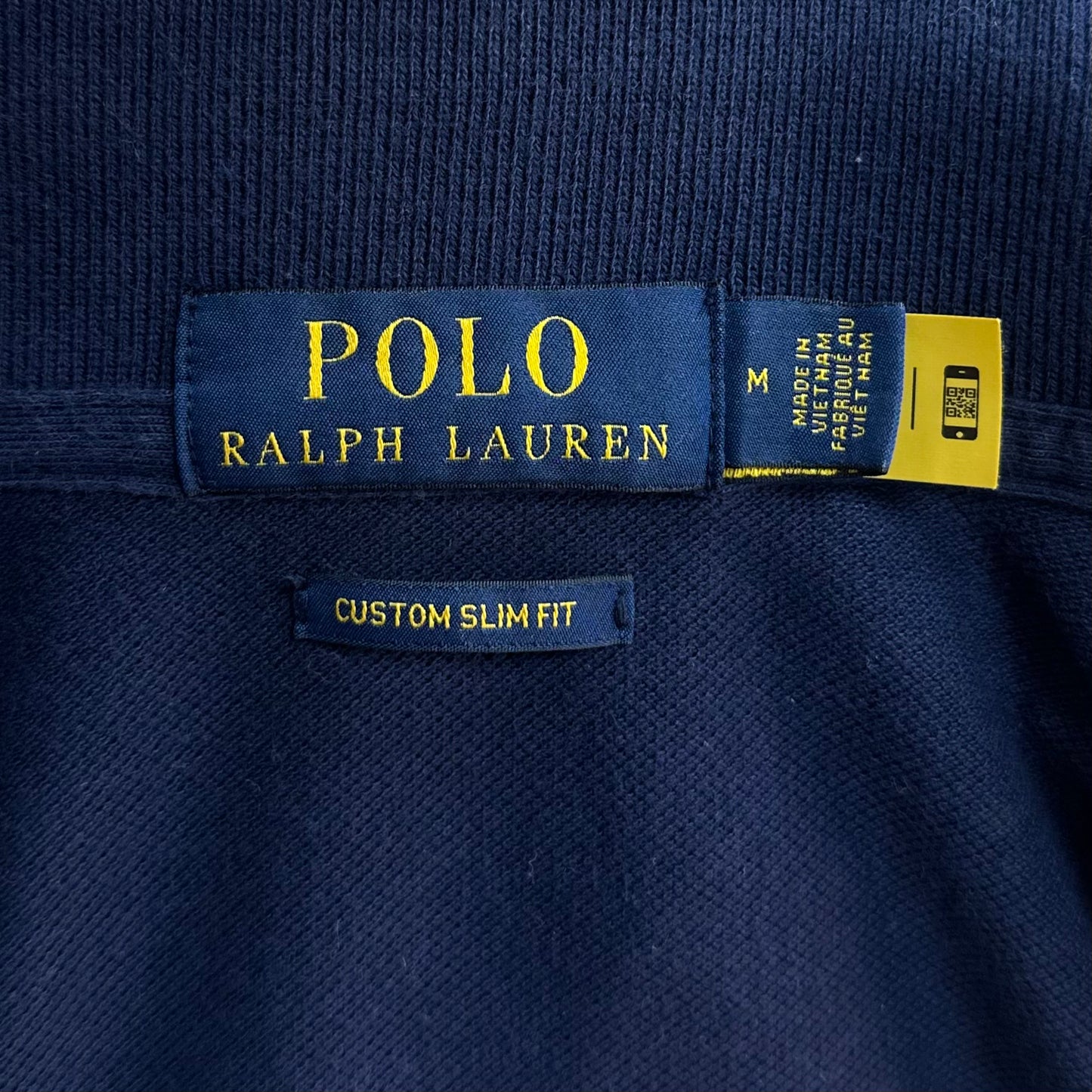 Camiseta Polo Ralph Lauren 🏇🏼color azul navy con logo de escudo dorado Talla M Entalle Custom Slim Fit