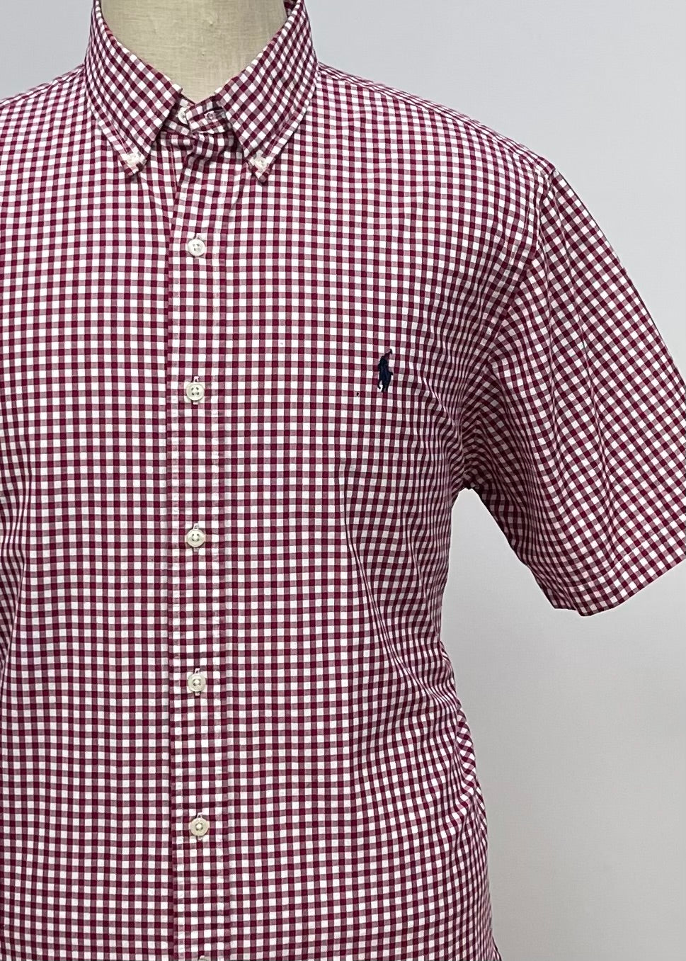 Camisa Polo Ralph Lauren 🏇🏼 con patron de cuadros gingham en color rojo y blanco Talla XL Entalle Regular