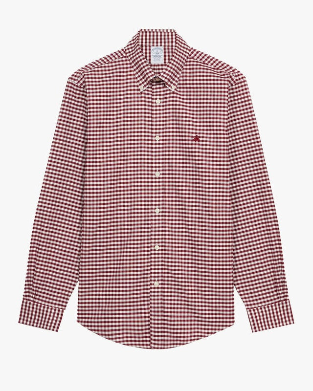 Camisa Brooks Brothers 🐑 color blanco con patrón de cuadros gingham en rojo oscuro Talla XXL Entalle Regular