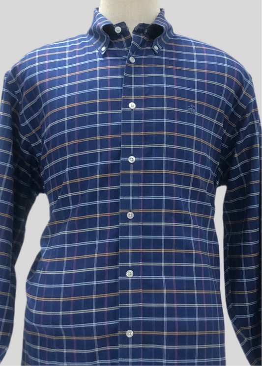 Camisa Brooks Brothers 🐑 color azul con cuadros en lila y blanco Talla XL Entalle Regular