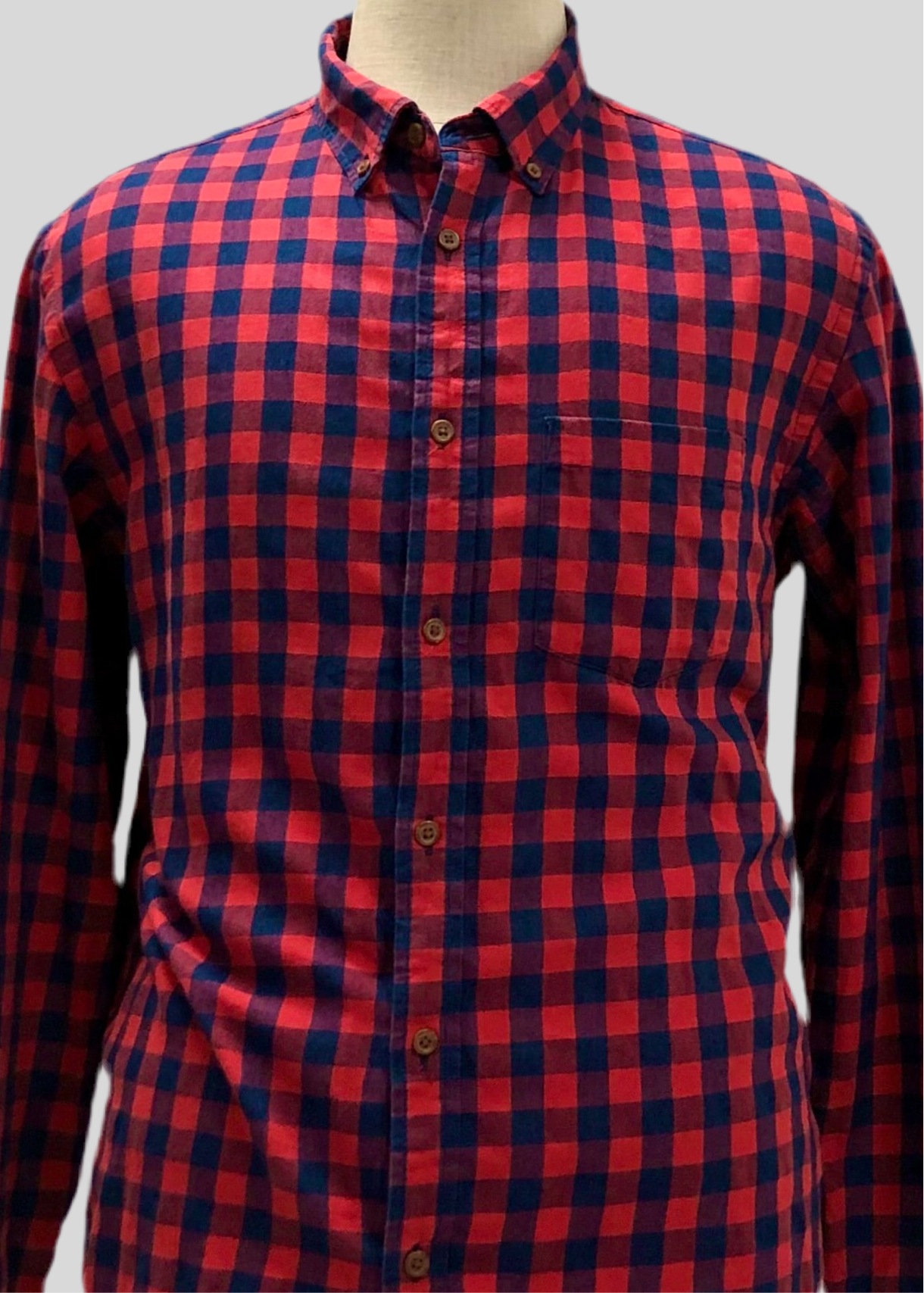 Camisa de botones Old Navy de cuadros color rojo y azul navy Talla L Entalle Slim Fit