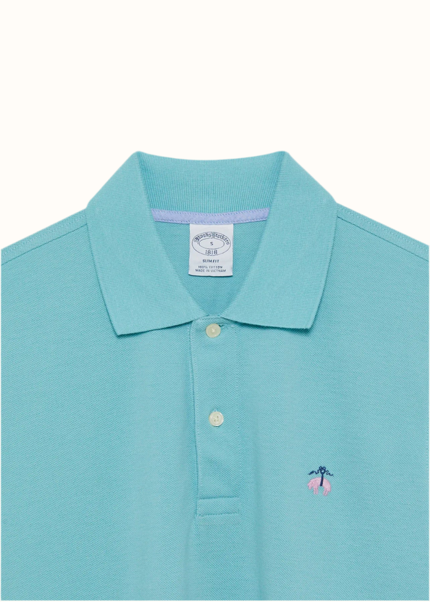 Camiseta Polo Brooks Brothers 🐑 color turquesa claro Talla M Entalle Slim Fit