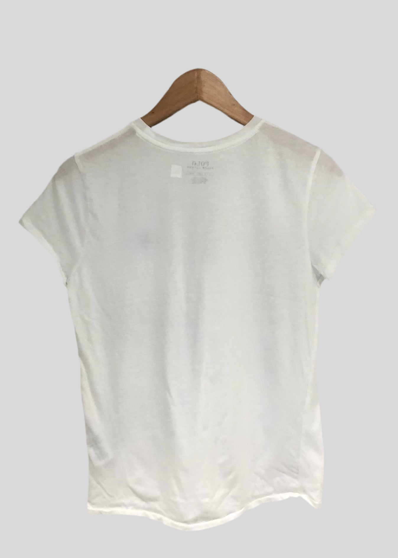 Camiseta de mujer cuello redondo Polo Ralph Lauren 🏇🏼 color blanco con logo en azul Navy Talla S Entalle Regular