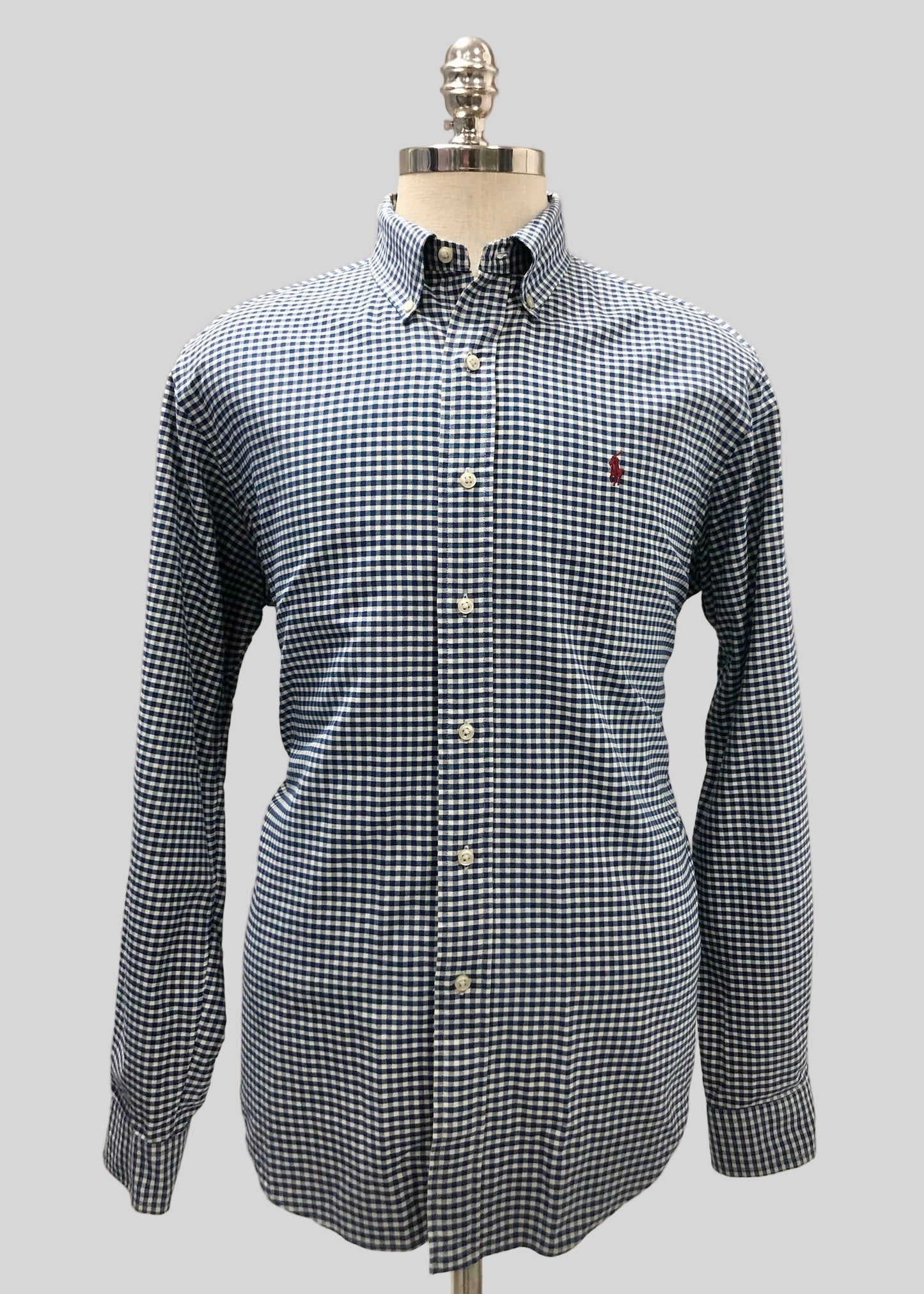 Camisa de botones Polo Ralph Lauren 🏇🏼 con patron de cuadros gingham azul navy y blanco Talla L Entalle Clásico